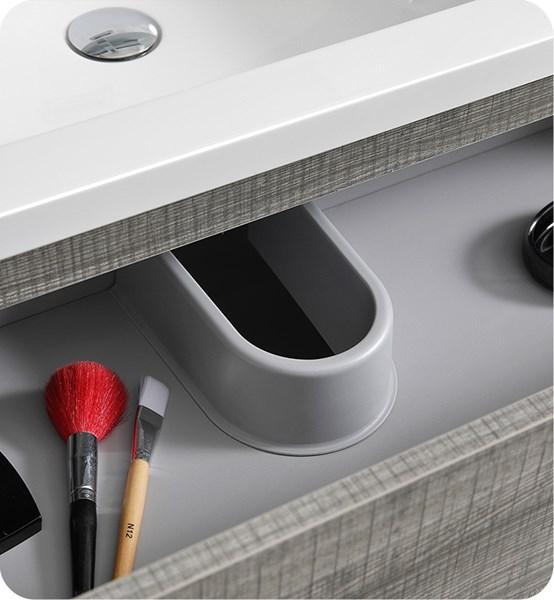 Fresca Lazzaro 48" Glossy Ash Gray Free Standing Modern Bathroom Cabinet w/ Integrated Double Sink | FCB93-2424HA-D-I