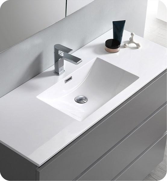 Fresca Lazzaro 48" Gray Free Standing Modern Bathroom Cabinet w/ Integrated Sink | FCB9348GR-I