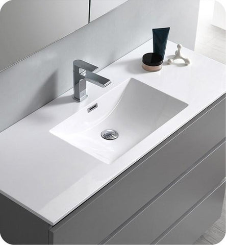 Image of Fresca Lazzaro 48" Gray Free Standing Modern Bathroom Cabinet w/ Integrated Sink | FCB9348GR-I