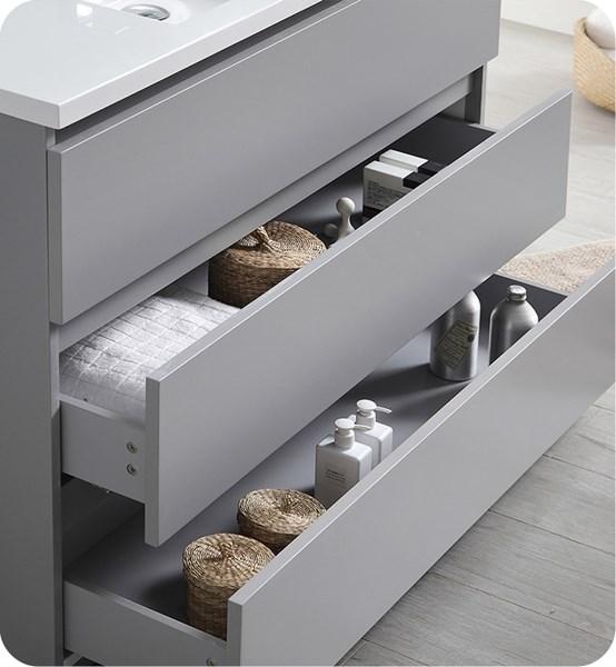 Fresca Lazzaro 48" Gray Free Standing Modern Bathroom Cabinet w/ Integrated Sink | FCB9348GR-I