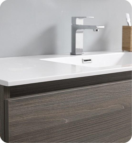 Fresca Lazzaro 48" Gray Wood Free Standing Modern Bathroom Cabinet w/ Integrated Sink | FCB9348MGO-I