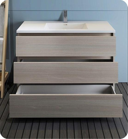 Image of Fresca Lazzaro 48" Gray Wood Free Standing Modern Bathroom Cabinet w/ Integrated Sink | FCB9348MGO-I FCB9348MGO-I