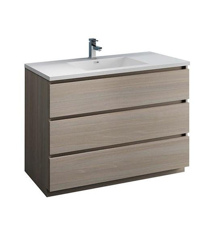 Image of Fresca Lazzaro 48" Gray Wood Free Standing Modern Bathroom Cabinet w/ Integrated Sink | FCB9348MGO-I FCB9348MGO-I