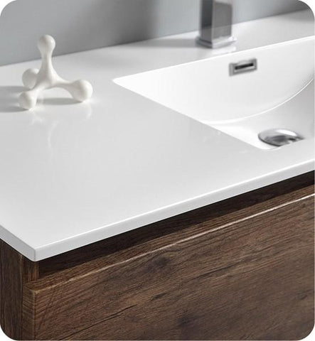 Fresca Lazzaro 48" Rosewood Free Standing Modern Bathroom Cabinet w/ Integrated Sink | FCB9348RW-I