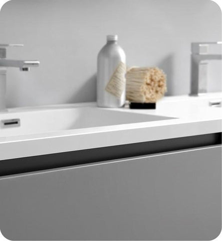 Image of Fresca Lazzaro 60" Gray Free Standing Modern Bathroom Cabinet w/ Integrated Double Sink | FCB93-3030GR-D-I
