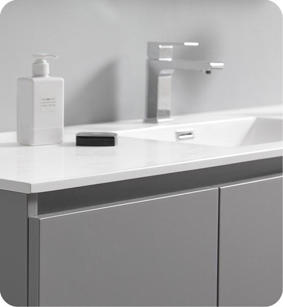 Fresca Lazzaro 60" Gray Free Standing Modern Bathroom Cabinet w/ Integrated Single Sink | FCB9360GR-S-I