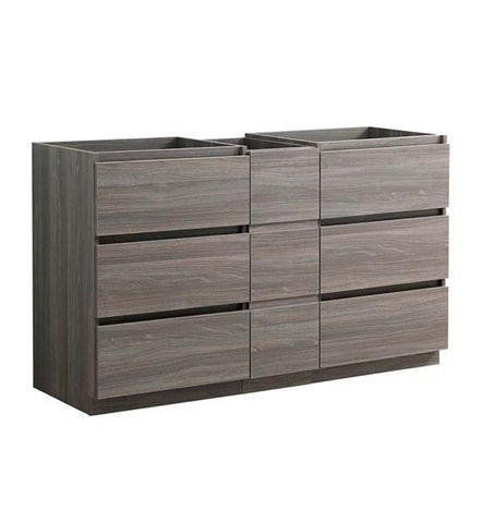 Image of Fresca Lazzaro 60" Gray Wood Free Standing Double Sink Modern Bathroom Cabinet | FCB93-241224MGO-D