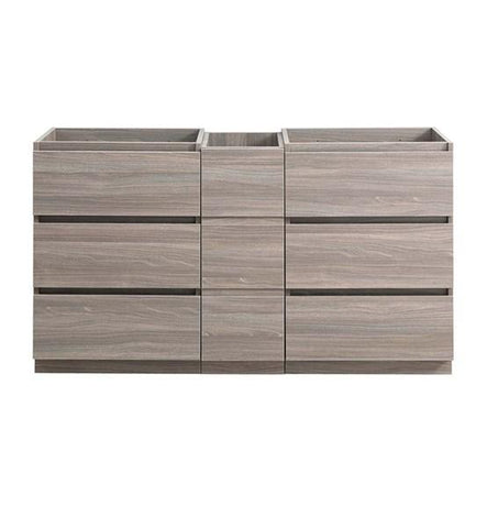 Image of Fresca Lazzaro 60" Gray Wood Free Standing Double Sink Modern Bathroom Cabinet | FCB93-241224MGO-D