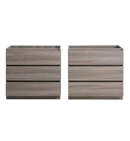 Image of Fresca Lazzaro 60" Gray Wood Free Standing Double Sink Modern Bathroom Cabinet | FCB93-3030MGO-D