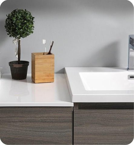 Image of Fresca Lazzaro 60" Gray Wood Free Standing Double Sink Modern Bathroom Cabinet w/ Integrated Sinks | FCB93-241224MGO-D-I
