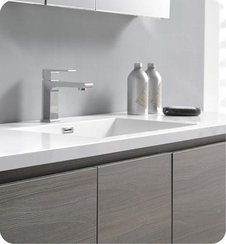 Image of Fresca Lazzaro 60" Gray Wood Free Standing Modern Bathroom Cabinet w/ Integrated Single Sink | FCB9360MGO-S-I