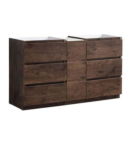 Image of Fresca Lazzaro 60" Rosewood Free Standing Double Sink Modern Bathroom Cabinet | FCB93-241224RW-D