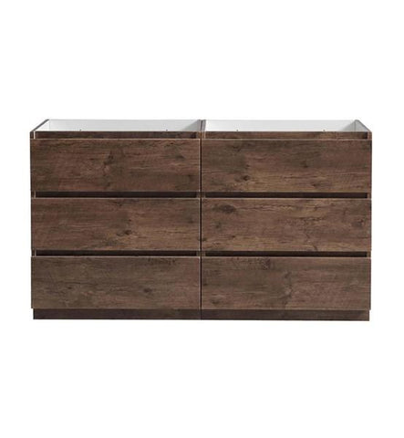 Image of Fresca Lazzaro 60" Rosewood Free Standing Double Sink Modern Bathroom Cabinet | FCB93-3030RW-D