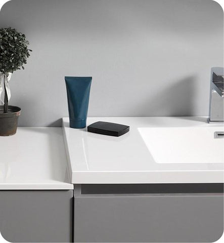 Image of Fresca Lazzaro 72" Gray Free Standing Double Sink Modern Bathroom Cabinet w/ Integrated Sinks | FCB93-301230GR-D-I