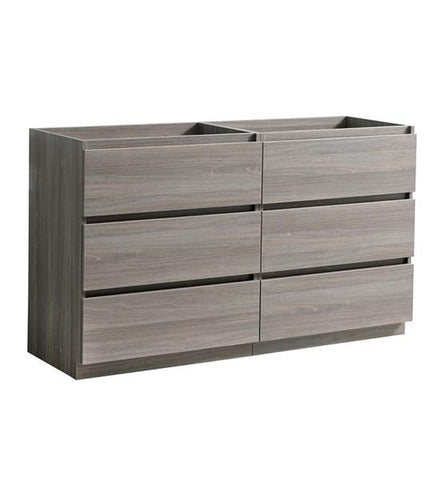 Image of Fresca Lazzaro 72" Gray Wood Free Standing Double Sink Modern Bathroom Cabinet | FCB93-3636MGO-D