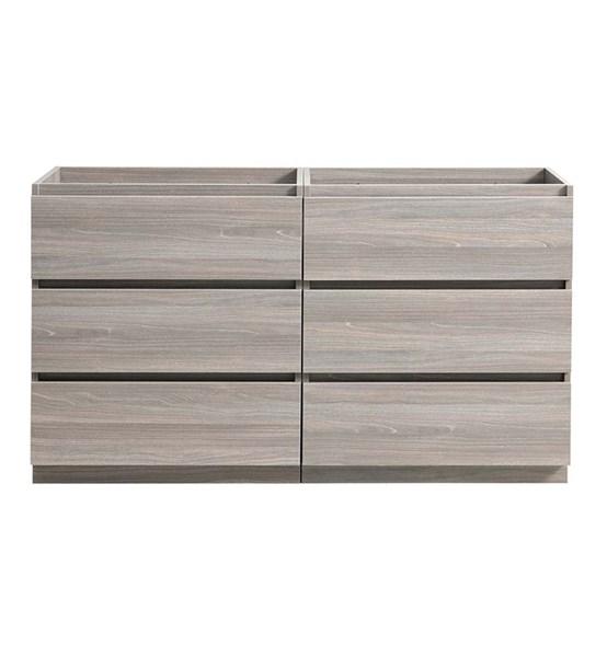 Fresca Lazzaro 72" Gray Wood Free Standing Double Sink Modern Bathroom Cabinet | FCB93-3636MGO-D