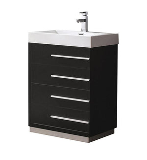 Fresca Livello 24" Black Modern Bathroom Cabinet w/ Integrated Sink FCB8024BW-I