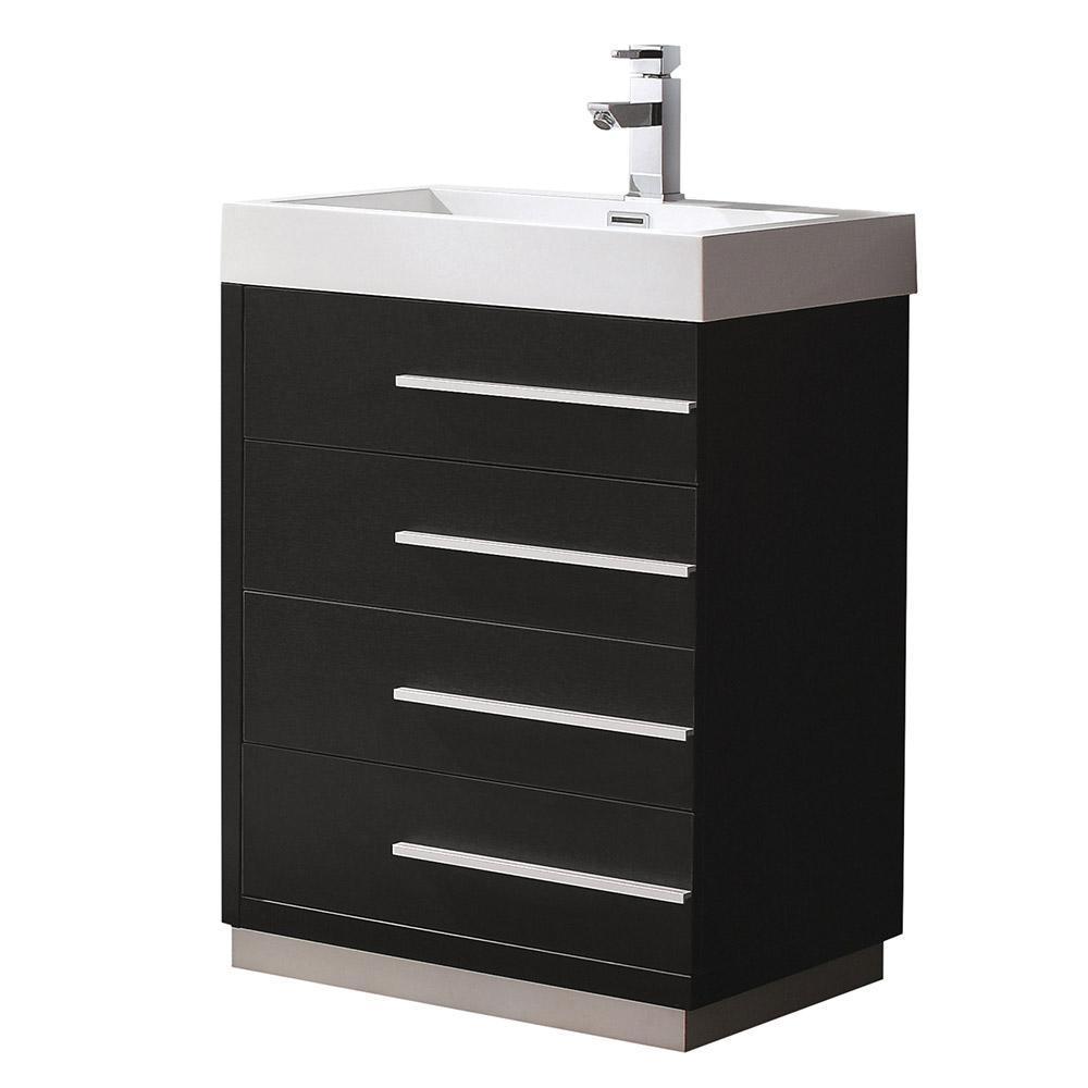 Fresca Livello 24" Black Modern Bathroom Cabinet w/ Integrated Sink FCB8024BW-I
