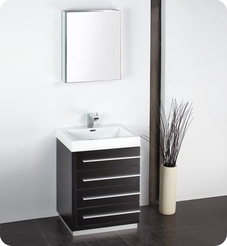Image of Fresca Livello 24" Black Modern Bathroom Vanity w/ Medicine Cabinet | FVN8024BW FVN8024BW