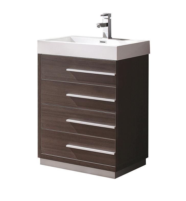 Fresca Livello 24" Gray Oak Modern Bathroom Cabinet w/ Integrated Sink FCB8024GO-I