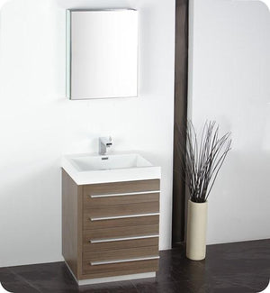 Fresca Livello 24" Gray Oak Modern Bathroom Vanity w/ Medicine Cabinet | FVN8024GO
