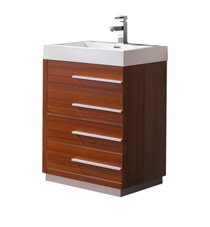 Fresca Livello 24" Teak Modern Bathroom Cabinet w/ Integrated Sink FCB8024TK-I