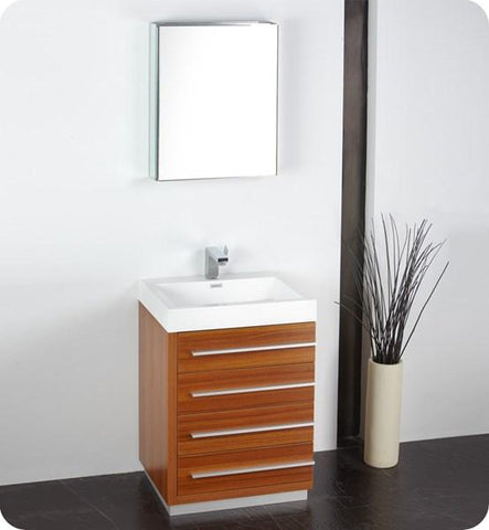 Image of Fresca Livello 24" Teak Modern Bathroom Vanity w/ Medicine Cabinet | FVN8024TK