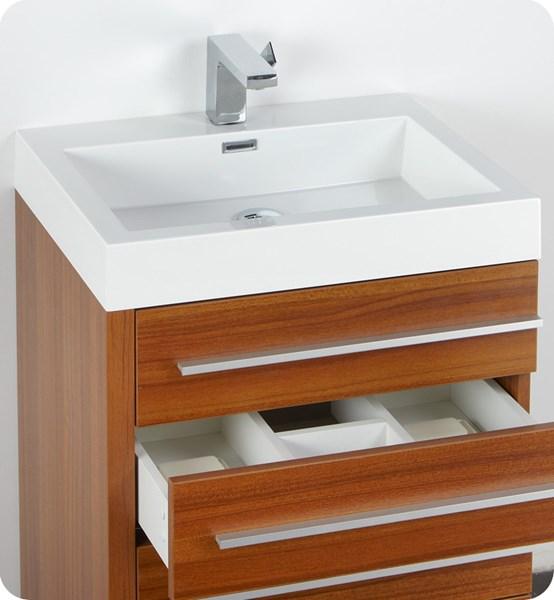 Fresca Livello 24" Teak Modern Bathroom Vanity w/ Medicine Cabinet | FVN8024TK