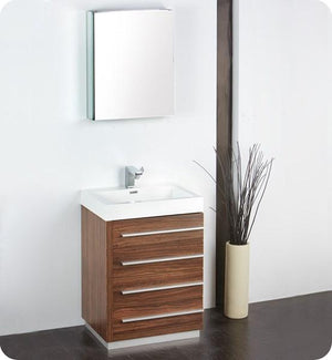 Fresca Livello 24" Walnut Modern Bathroom Vanity w/ Medicine Cabinet | FVN8024GW