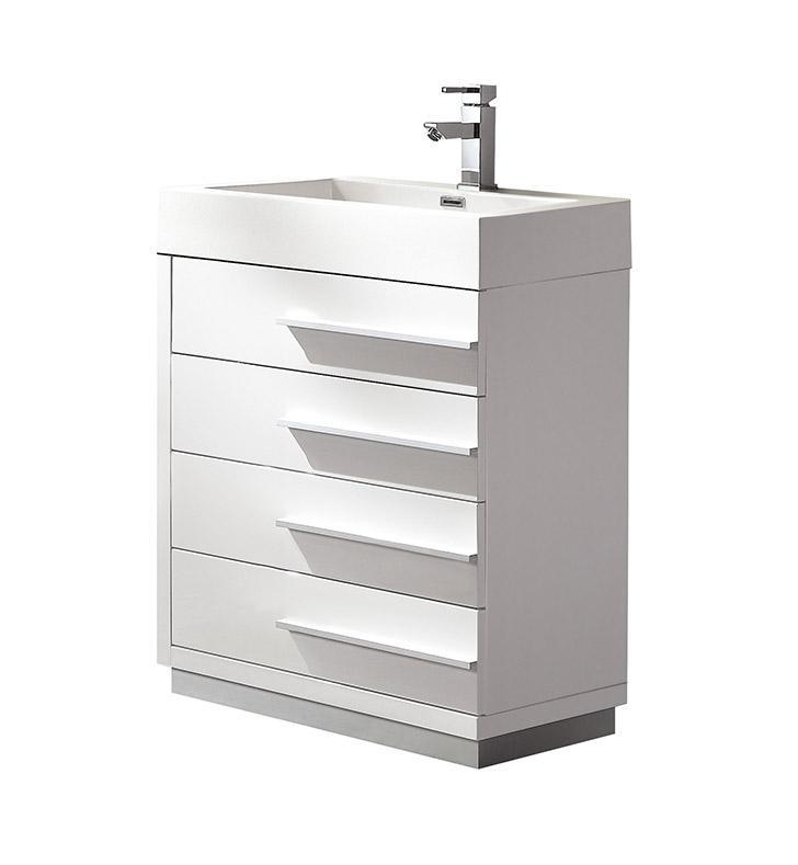 Fresca Livello 24" White Modern Bathroom Cabinet w/ Integrated Sink FCB8024WH-I