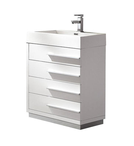 Image of Fresca Livello 24" White Modern Bathroom Cabinet w/ Integrated Sink FCB8024WH-I