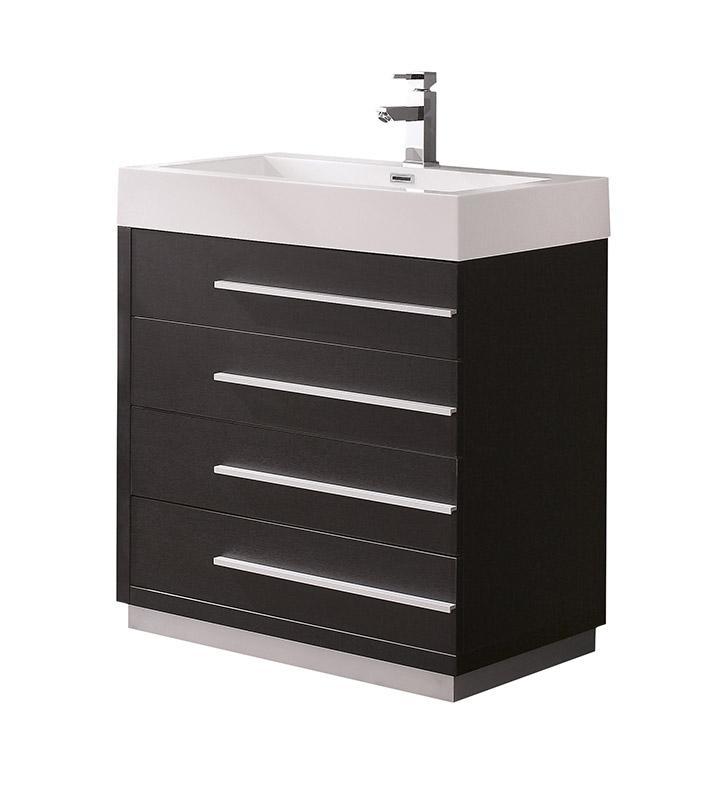 Fresca Livello 30" Black Modern Bathroom Cabinet w/ Integrated Sink FCB8030BW-I