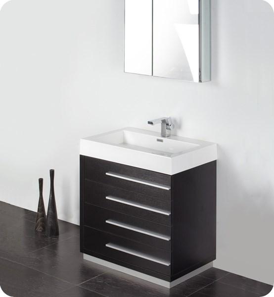 Fresca Livello 30" Black Modern Bathroom Vanity w/ Medicine Cabinet | FVN8030BW