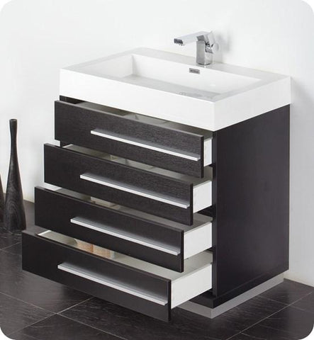 Image of Fresca Livello 30" Black Modern Bathroom Vanity w/ Medicine Cabinet | FVN8030BW