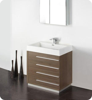 Fresca Livello 30" Gray Oak Modern Bathroom Vanity w/ Medicine Cabinet | FVN8030GO