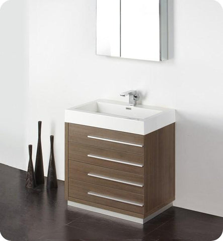 Image of Fresca Livello 30" Gray Oak Modern Bathroom Vanity w/ Medicine Cabinet | FVN8030GO