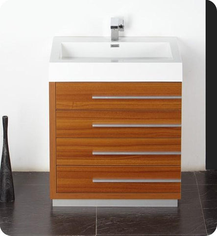 Image of Fresca Livello 30" Teak Modern Bathroom Vanity w/ Medicine Cabinet | FVN8030TK