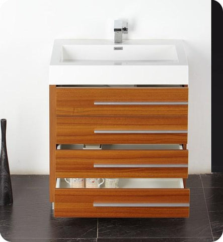 Image of Fresca Livello 30" Teak Modern Bathroom Vanity w/ Medicine Cabinet | FVN8030TK FVN8030TK