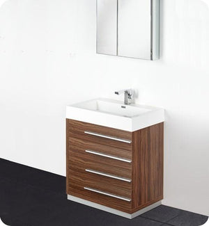 Fresca Livello 30" Walnut Modern Bathroom Vanity w/ Medicine Cabinet | FVN8030GW