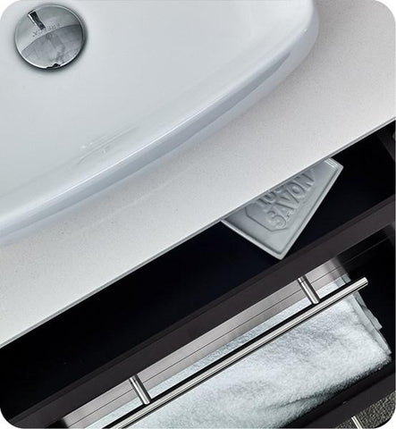 Image of Fresca Lucera 24" Espresso Wall Hung Modern Bathroom Cabinet w/ Top & Vessel Sink | FCB6124ES-VSL-CWH-V