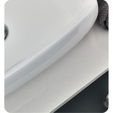 Image of Fresca Lucera 24" Gray Modern Wall Hung Vessel Sink Vanity w/ Medicine Cabinet