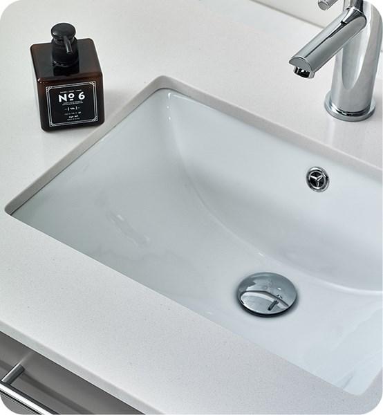 Fresca Lucera 24" Gray Wall Hung Modern Bathroom Cabinet w/ Top & Undermount Sink | FCB6124GR-UNS-CWH-U FCB6124GR-UNS-CWH-U