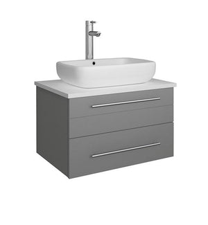 Fresca Lucera 24" Gray Wall Hung Modern Bathroom Cabinet w/ Top & Vessel Sink | FCB6124GR-VSL-CWH-V