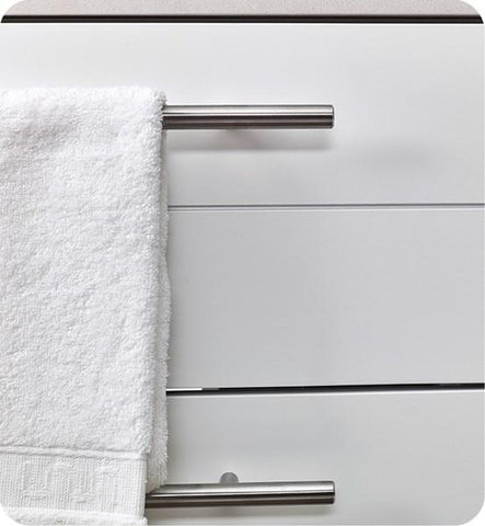 Image of Fresca Lucera 24" White Wall Hung Modern Bathroom Cabinet w/ Top & Vessel Sink | FCB6124WH-VSL-CWH-V