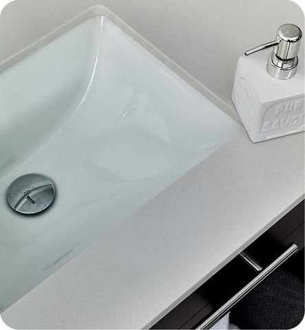 Image of Fresca Lucera 30" Espresso Wall Hung Modern Bathroom Cabinet w/ Top & Undermount Sink | FCB6130ES-UNS-CWH-U FCB6130ES-UNS-CWH-U
