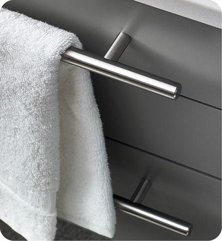 Image of Fresca Lucera 30" Gray Wall Hung Modern Bathroom Cabinet w/ Top & Vessel Sink | FCB6130GR-VSL-CWH-V