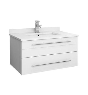 Fresca Lucera 30" White Wall Hung Modern Bathroom Cabinet w/ Top & Undermount Sink | FCB6130WH-UNS-CWH-U FCB6130WH-UNS-CWH-U