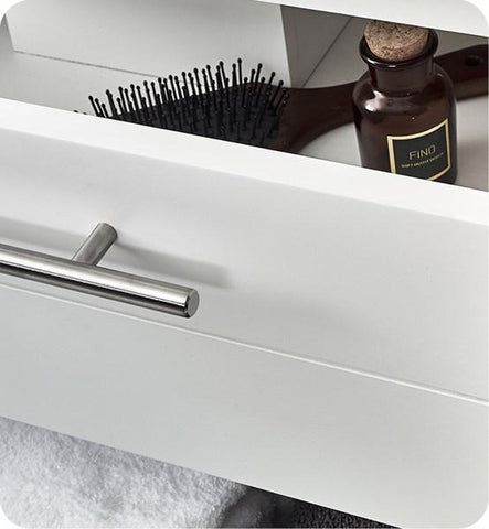 Image of Fresca Lucera 30" White Wall Hung Modern Bathroom Cabinet w/ Top & Undermount Sink | FCB6130WH-UNS-CWH-U FCB6130WH-UNS-CWH-U