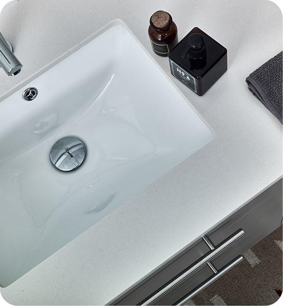 Fresca Lucera 36" Gray Wall Hung Modern Bathroom Cabinet w/ Top & Undermount Sink - Left Version | FCB6136GR-UNS-L-CWH-U FCB6136GR-UNS-L-CWH-U