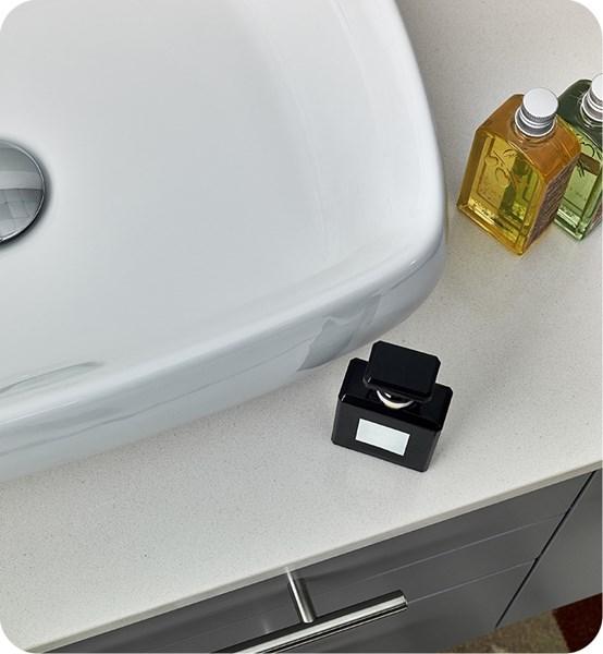 Fresca Lucera 36" Gray Wall Hung Modern Bathroom Cabinet w/ Top & Vessel Sink - Left Version | FCB6136GR-VSL-L-CWH-V